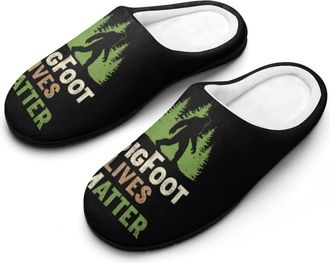 Generic Bigfoot Lives Matter Mens House Slippers Memory Foam Washable Cotton Slip on Home Shoes