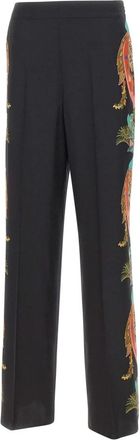 Etro Zijden Palazzo Broek met Geplaatste Paisley Foliage Print - Dames - Wijde Broeken - Veelkleurig - M - Broeken