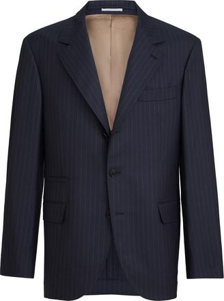 Brunello Cucinelli Chalk stripe blazer in Navy Blue at Nordstrom, Size 54 It