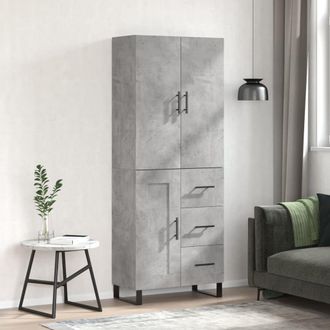 vidaXL Vidaxl - Aparador Alto Madera Contrachapada Gris Hormig&oacute;n 69,5x34x180 Cm