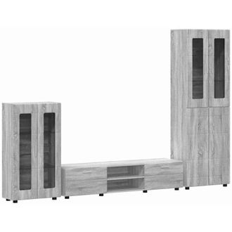 vidaXL TV Cabinet Set with Drawer Grey Sonoma Engineered Wood vidaXL