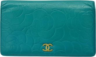 Chanel Camellia Leather Long Wallet (Bi-Fold) (Pre-Owned)