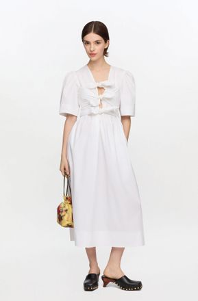 Ganni White Stretch Cotton Dress - Size 32 Organic