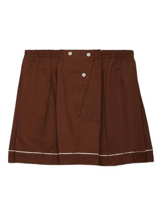 Prada Mini-rok met elastische taille en knopen - Bruin