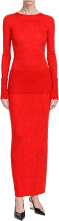Alaia Bodycon Jurk Multi Gauge Merino - Dames - Kleedjes - Rood - S - Kleedjes