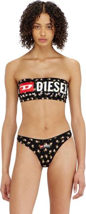 Diesel Cotton bandeau bra with all-over floral print - Bras - Woman - Black