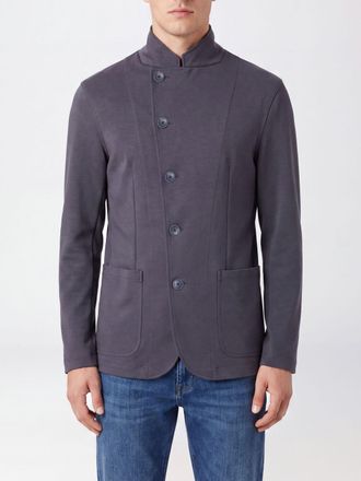 Emporio Armani Giacca corta doppiopetto slim fit in misto lana e cotone