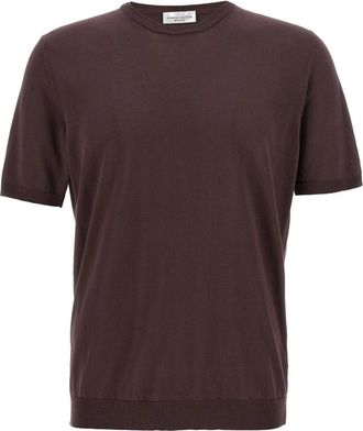 Roberto Collina Licht Katoenen Trui - Heren - T-shirts - Paars - XL - Katoen - Tops