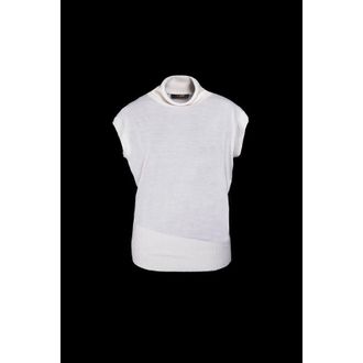 Moorer Womens White Sleeveless Knit Sweater, Size 38