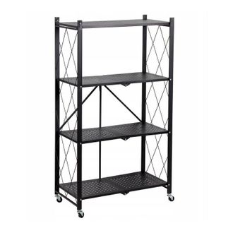Topeshop Basike - Contenitore con rotelle - Credenza - 4 ripiani - Mobile pieghevole