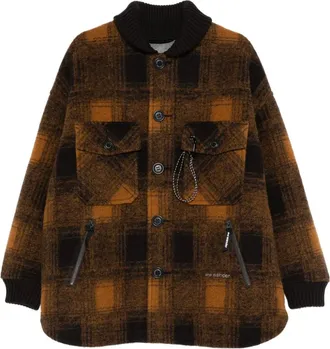 And Wander plaid button-up jacket - men - Polyester/Acrylic/Wool - L/XL - Brown