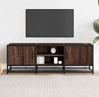 Berkfield Home TV Cabinet Brown Oak 120x35x41 cm Engineered Wood & Metal | Size: 120 x 35 x 41 cm