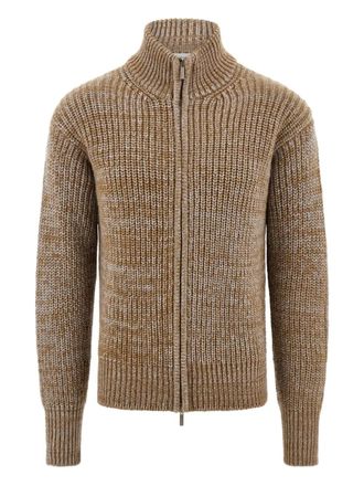 Ferragamo high neck rib knit cardigan - Brown