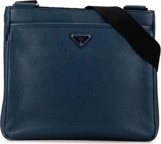 Prada Pre-owned Cross Body Bags, female, Blue, Size: ONE SIZE Pre-owned Elegant Leather Crossbody Bag with Adjustable Strap for Everyday Essentials