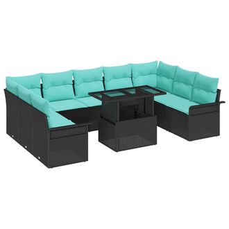 vidaXL Set Divano Da Giardino 10 Pz Nero Rattan In Polipropilene Vidaxl