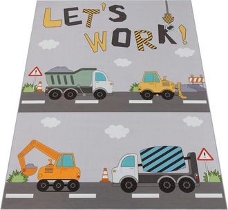 Paco Home Paco Home - Alfombra De Habitacion De Juego Coches Antideslizante Gris Crema Amarillo 240x340 Cm