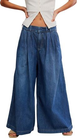 Free People Scout Mid Waist Wide Leg Jeans in Deep Indigo at Nordstrom, Size X-Large