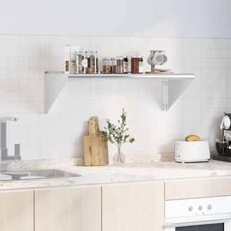 Berkfield Home Wall Shelf 100x45x31 cm Silver Stainless Steel | Size: 100 x 45 x 31 cm