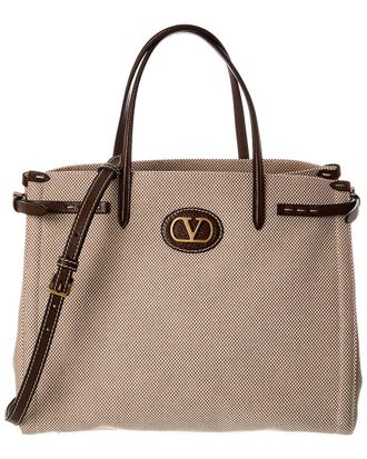 Valentino Antibes Canvas & Leather Tote