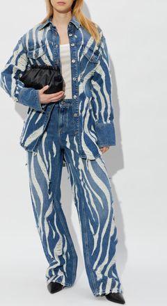 Blumarine Denim Jacket With A Vintage Effect, Womens, Blue