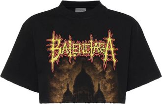 Balenciaga T-Shirts, female, Black, Size: M Sacr&eacute; Coeur Crop T-Shirt