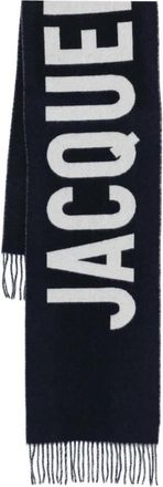 Jacquemus Blauwe Wol Fringed Sjaal - Dames - Wintersjaals - Blauw - ONE Size - Wol - Accessoires