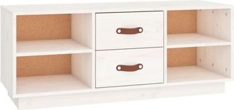 vidaXL Tv Cabinet White 100x34x40 cm Solid Wood Pine Vidaxl