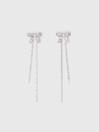 Maje Rhinestone Bow Earrings - Cristal - Maje