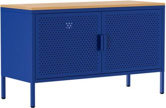Oviala Aparador moderno de 2 puertas L100 cm en metal azul oscuro
