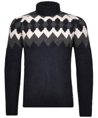 Ragman Rundhalspullover RAGMAN, Herren, Gr. 52, blau (marineblau), 36% Baumwolle 35% Polyacryl 29% Polyester, hoch geschlossener Ausschnitt, Pullover Rundhal