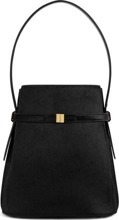 Toteme Belted Genuine Calf Hair Bucket Bag in Black at Nordstrom