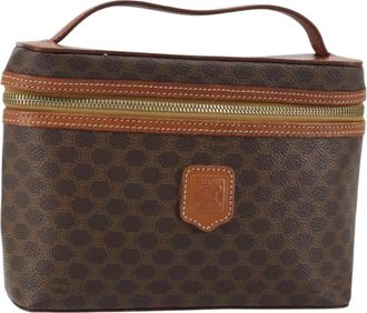 Celine Macadam Vanity Bag Canvas Brown Canvas Handbag (Pre-Owned)