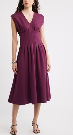 Nordstrom Seamed Ponte V-Neck Dress in Burgundy Fig at Nordstrom, Size Xx-Small