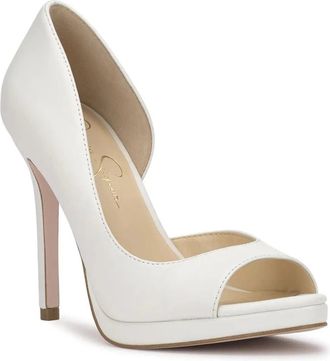 Jessica Simpson Womens Jessica Simpson Kimli Pump White Almond Toe Stiletto Heel ZAP1447