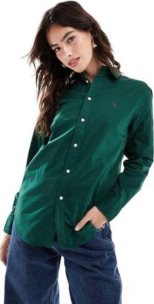 Polo Ralph Lauren Camicia vestibilità comoda verde scuro con logo