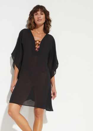 Bonprix Tunikakleid BONPRIX, Damen, Gr. 52/54 (XXL), N-Gr, schwarz, Web, Obermaterial: 100% Polyester, figurumspielend, Kleider Tunikakleid, f&uuml;r warme Tage, a