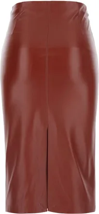 Jucca Womens Midi Skirt Red Eco Leather