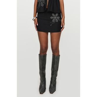 Princess Polly Quotation Embellished Miniskirt in Black at Nordstrom, Size 10