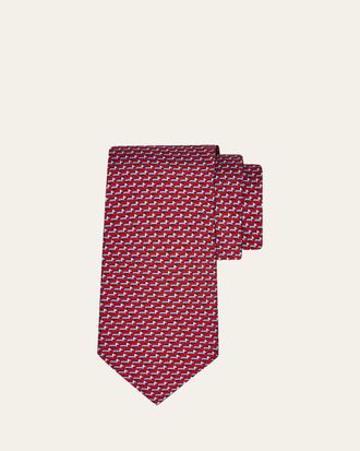 Ferragamo Mens Mini-Dachshund Dog Silk Tie