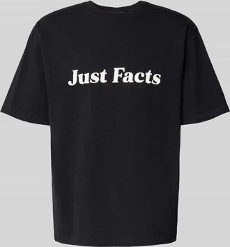 Review T-Shirt mit geripptem Rundhalsausschnitt in Black, Gr&ouml;&szlig;e XXL