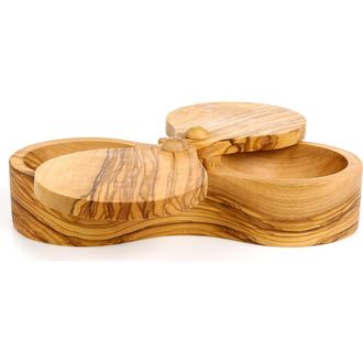 B&eacute;rard France Olive Wood Double Salt Keeper and Spice Box in Brown at Nordstrom