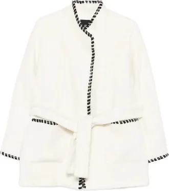 Maje braided-trim tied jacket - White
