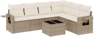 vidaXL Vidaxl - Set Sof&aacute;s De Jard&iacute;n 7 Piezas Y Cojines Rat&aacute;n Sint&eacute;tico Beige