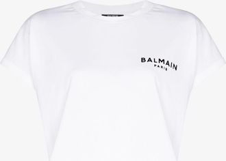Balmain Cropped Logo Cotton T-Shirt - Womens - Organic Cotton