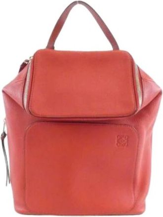 Loewe Pre-owned Leather Backpack - Dames - Vintage Rugzakken - Rood - ONE Size - Leer - Vintage