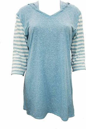 Felina Summer Vacation Tunic With Hoodie & Open Back In Blue Moon