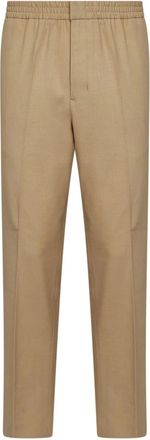 Ami Broek met elastische tailleband - Heren - Slim Fit Broeken - Beige - M - Wol - Broeken