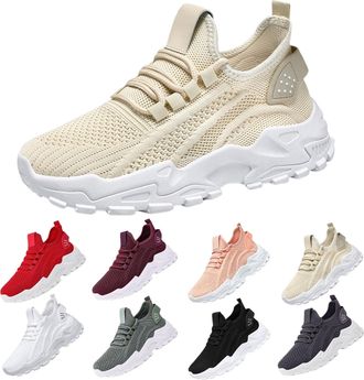 Generic Women Chunky Sneakers Casual Comfortable Wedge Walking Sneakers Ladies Mesh Breathable Orthopedic Trainers Lightweight Non-Slip Slip On Trainers with 