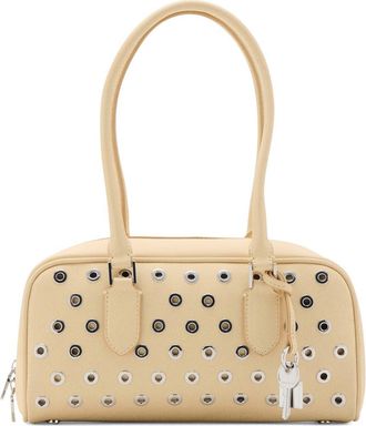 Mango Faux Leather Eyelets Bowling Bag in Vanilla at Nordstrom