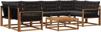 vidaXL Conjunto De Sof&aacute;s De Exterior 7 Uds. Natural Y Negro Vidaxl